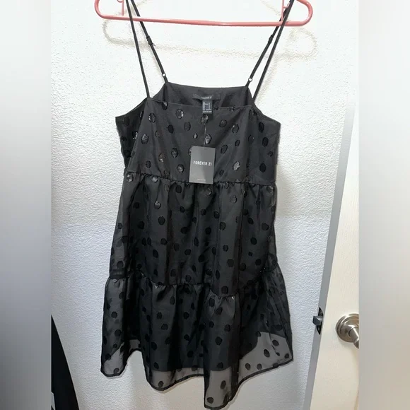 NWT: Black chiffon babydoll dress - Picture 2 of 4